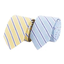 6.5cm listrado laços de algodão dos homens moda casual jacquard laço estreito casamento banquete festa gravata azul amarelo