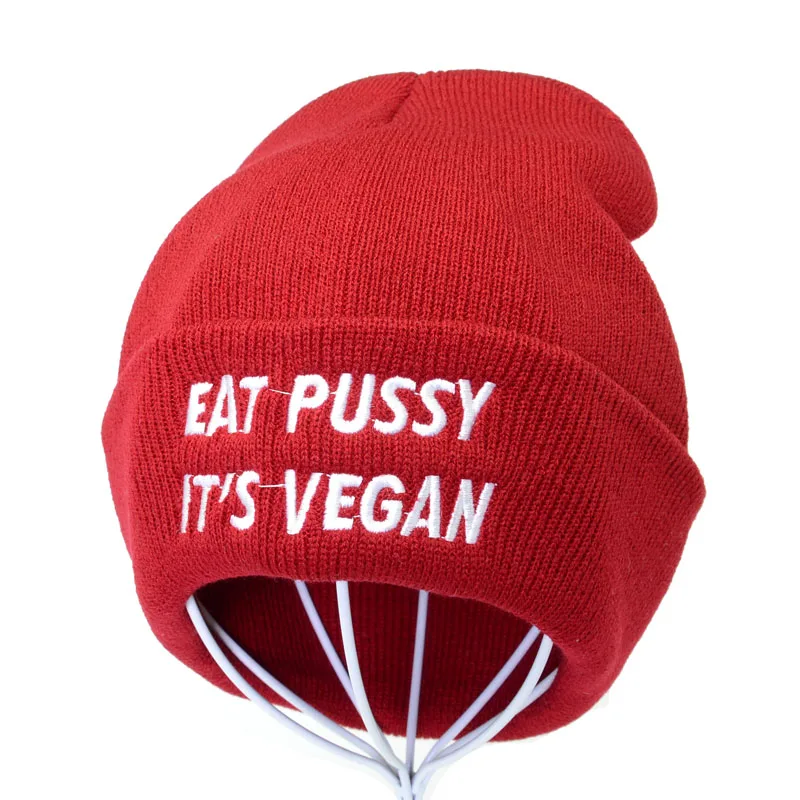 Eat pussy его веганская буква вязанная шапка с вышивкой женская зимняя теплая шапка Skullies унисекс зимняя Лыжная для открытого воздуха шапочки хип-хоп кепка