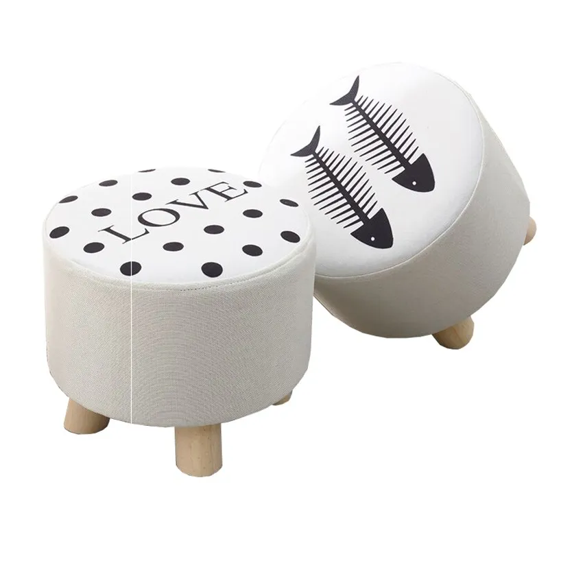 

Cloth Stool Fashion Home Adult Living Room Sofa Solid Wood Small Bench Block