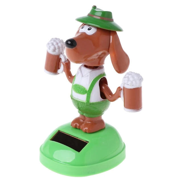 Solar Powered Dancing Bobble Head Beer Dog Educational Toy Car Ornament Toy Kids GXMB 1