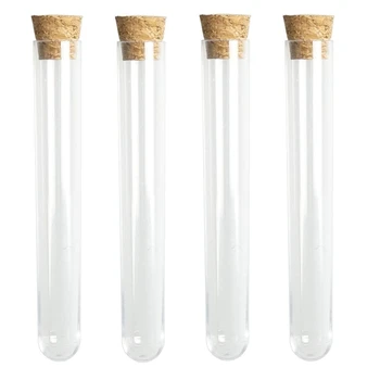 

100Pcs/Lot 12X100mm Lab Clear Plastic Test Tube Round Bottom Tube Vial with Cork