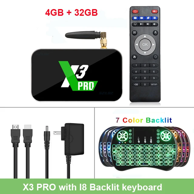 4GB 32GB I8 Горячая Распродажа ТВ-приставка X3 cube Android 9,0 X3 PRO Amlogic S905X3 4 Гб DDR4 32 Гб смарт-приставка 2,4G 5G WiFi Bluetooth 4K медиаплеер - Цвет: 4GB 32GB I8