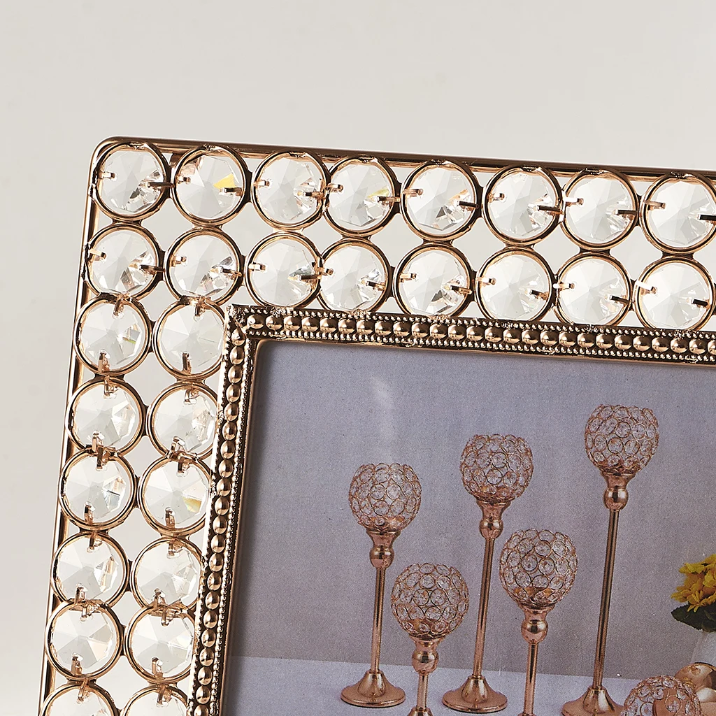 Crystal Beaded Photo Frame Bridal Favor Metal Frames Photo Display Decor