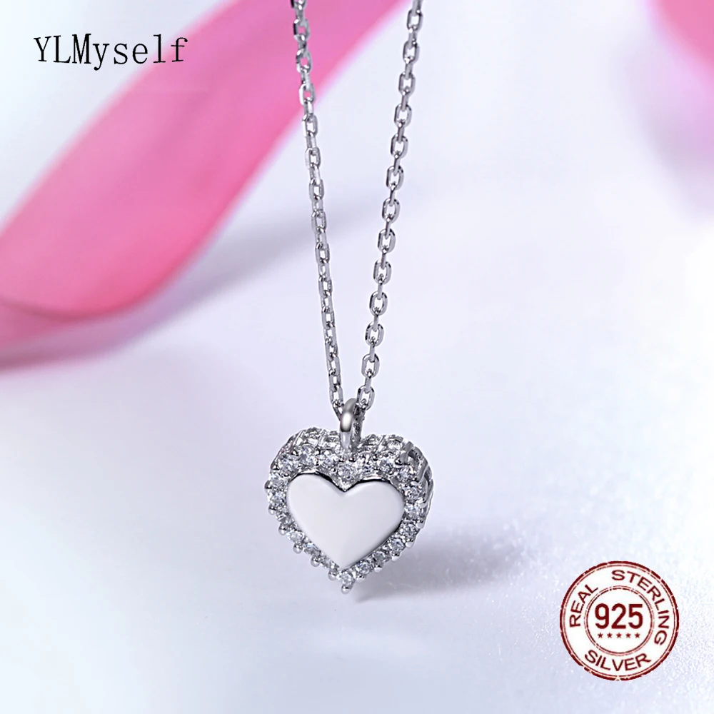 

Real 925 Sterling Silver Necklace Heart design Jewellery Fine Jewelry Lovely Gift Silver necklace for girl