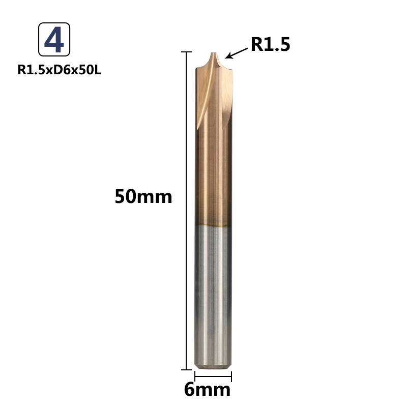 R1.5xD6x50L XCAN 1 шт. тикс Карбид с покрытием Концевая мельница R0.5-R5.0 угловая округление фреза ЧПУ станок роутер бит - Длина режущей кромки: R1.5xD6x50L