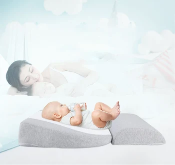 

Newborn Baby Anti-spitting Milk 100% Cotton Pillow Infilling Memory Foam Prevent Milk Spitting Triangular Slope Shape Pillow