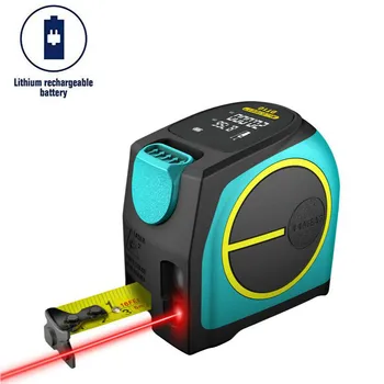 Milsssy-metro laser DT10 2 en 1, medidor de láser LCD, telémetro láser de distancia con batería recargable de Lion