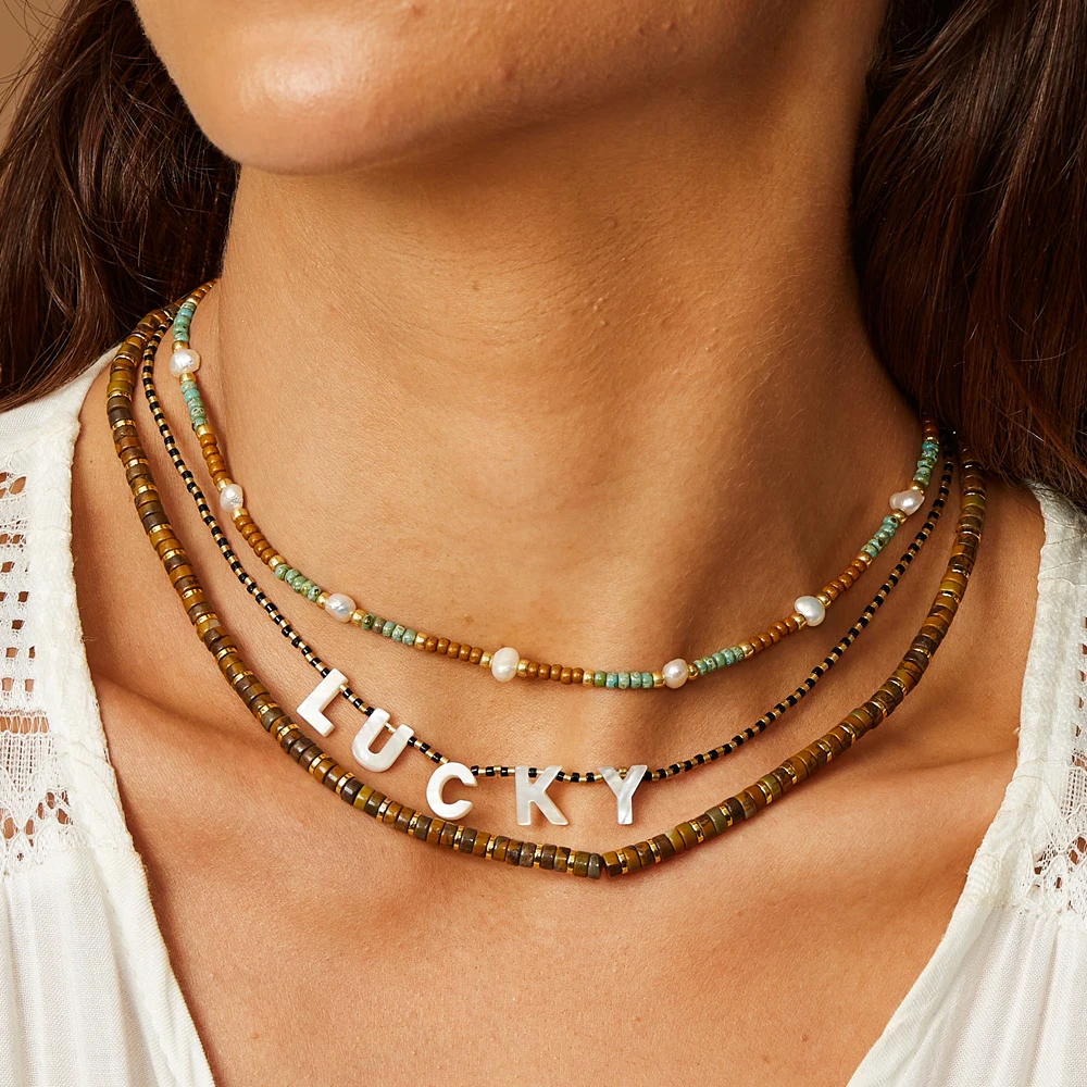 ZMZY Bohemia Beaded Pearl Seed Beads Choker Necklace For