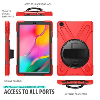 

Tab A 10.1 T510 Heavy Duty Rugged Shockproof Case 360 Rotate Kickstand/Hand+Neck Strap for Samsung Tab A 10.1 SM-T510/T515 2019