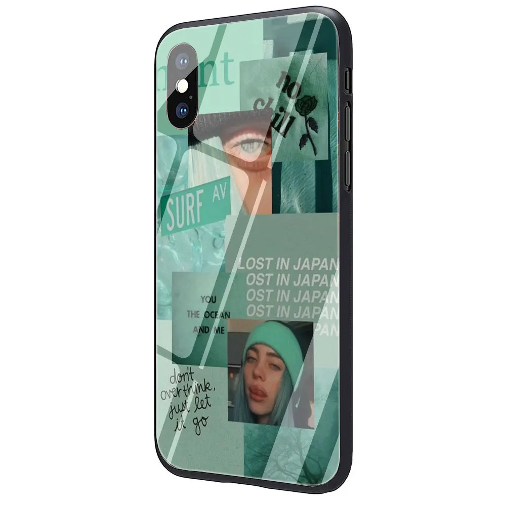 Черный чехол Billie Eilish для девочек из закаленного стекла из ТПУ для iPhone 11 Pro X или 10 8 7 6 6S Plus Xr Xs Max - Цвет: G12