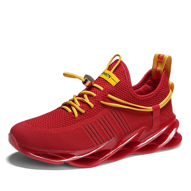Новая трендовая спортивная обувь для мужчин, амортизирующие кроссовки, дышащая спортивная обувь, уличная спортивная тренировочная обувь для бега, Zapatillas 46 - Цвет: 9115Red