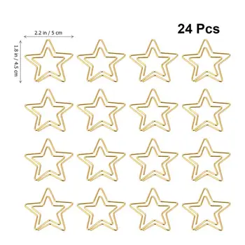 

24pcs Portable Star Shape Metal Paper Clips Paper Pins Note Clamps Note Holders for Office
