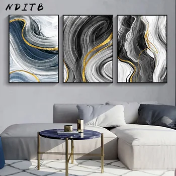 

Minimalist Abstract Wall Poster Modern Style Canvas Print Black Blue Painting Contemporary Art Room Entrance Decoration Picture