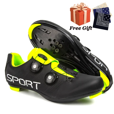 The latest mountain non-slip rotating buckle cycling shoes, road cycling shoes with lock, non-locking rubber sole cycling shoes