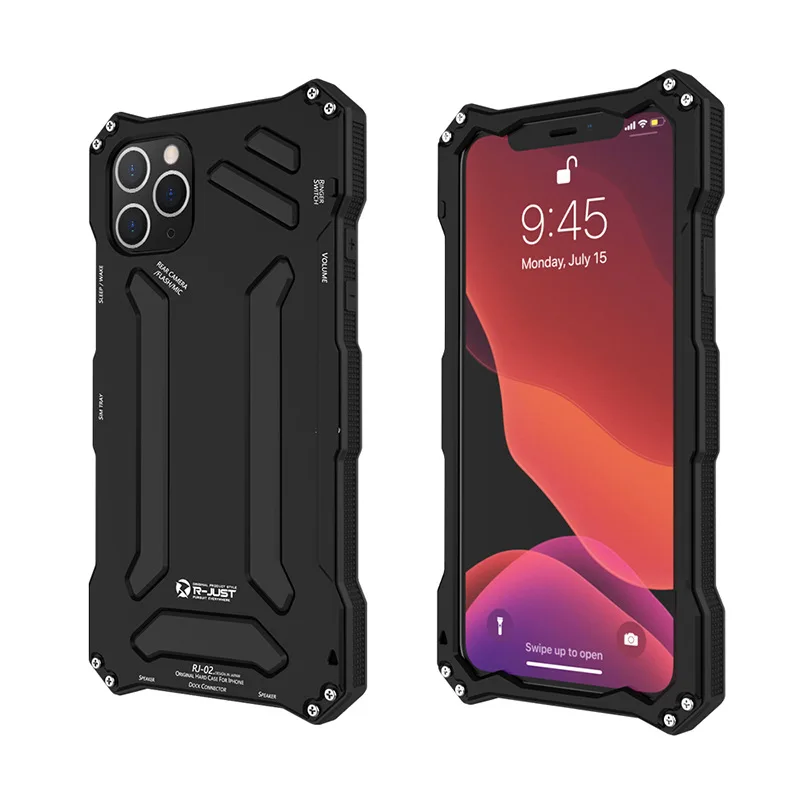 

Armor For iPhone 11Pro Max Shell Waterproof Case Tempered Glass Metal Case for iPhone series Aluminum Case