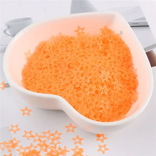 10g 5mm PET Ultrathin Hollow Star Sequins DIY Glitter Paillettes for Nails Art manicure,wedding confetti,Make up Accessories Fluorescence Orange