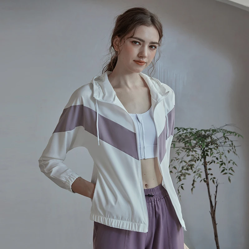 Women Athletic Sport Shirts Loose Fit Long Sleeve Fitness Top Yoga Crop Stand-up Collar Hood Gym Jacket Workout Sweatshirts