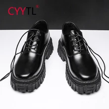 

CYYTL Classic Platform Men's Leather Shoes Fashion Low Top Business Dress Boots Work Waterproof Walking Formal Casual Booties