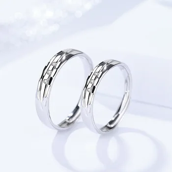 

Genuine S925 sterling silver couple pair ring female fashion retro Korean zircon ring simple opening adjustable jewelry ring