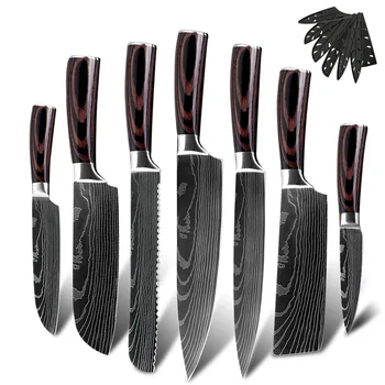 

XYj Japanese Kitchen Knives Laser Damascus Pattern Chef Knife Cleaver Slicing Utility Knives Tool Halloween Christmas Gift