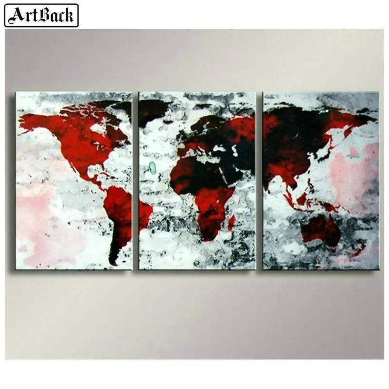 

ArtBack three fight 5d diamond painting map full square diy 3d diamond mosaic landscape wall sticker