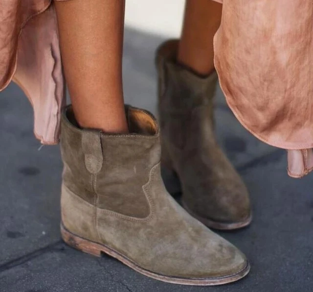 2020 Suede Leather Women Biker Boots 
