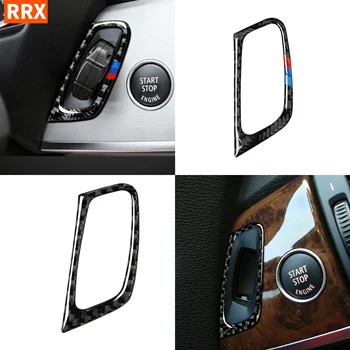 

For BMW X5 E70 X6 E71 2009-2013 Carbon Fiber Engine Key Hole Frame Cover Start Stop Switch Trim Stickers Tuning Car Accessories