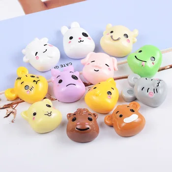 

12 Style Zodiac Animals Flatback Resin Cabochon 20Pcs Kawaii Rabbit Sheep Tiger Dragon Cabochons DIY Scrapbook Hair Bows Center