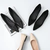 Women Leather Shoes Plus Large Size 42 43 44 Solid Color Basic Style All Match Black Working Shoes Flock Leather Pointed Toe ► Photo 3/5