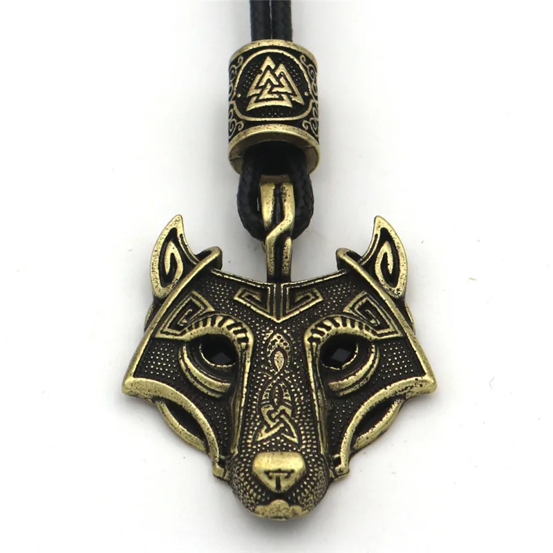 Black Valknut Bronze Красные, черные глаза, волчий амулет, один, Vegvisir, Валькнут, троица, руны, бусина, Викинг, мужское языческое ожерелье, талисман, женские аксессуары - Окраска металла: Black Valknut Bronze