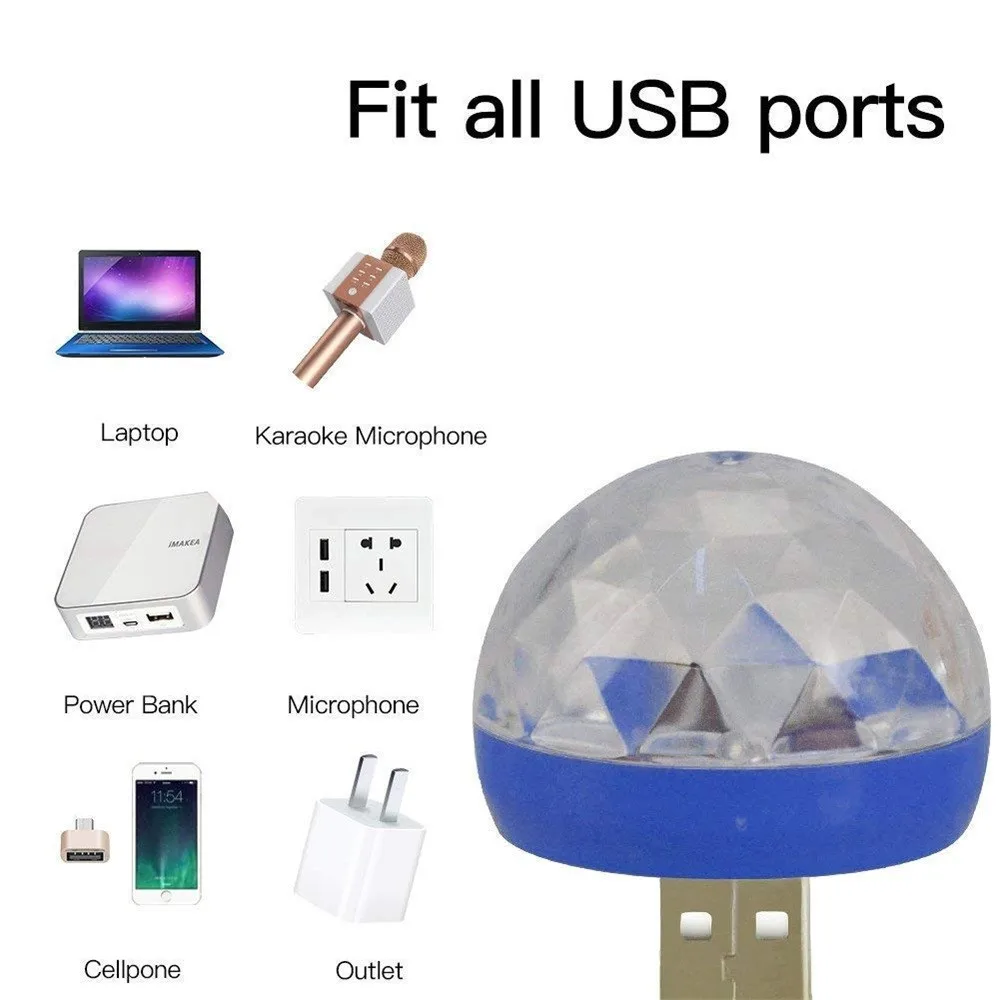 USB мини светодиодный RGB вечерние Дискотека Сценический светильник вечерние клуб DJ KTV Рождественский волшебный телефон шар лампа мини лампа DJ светильник Show