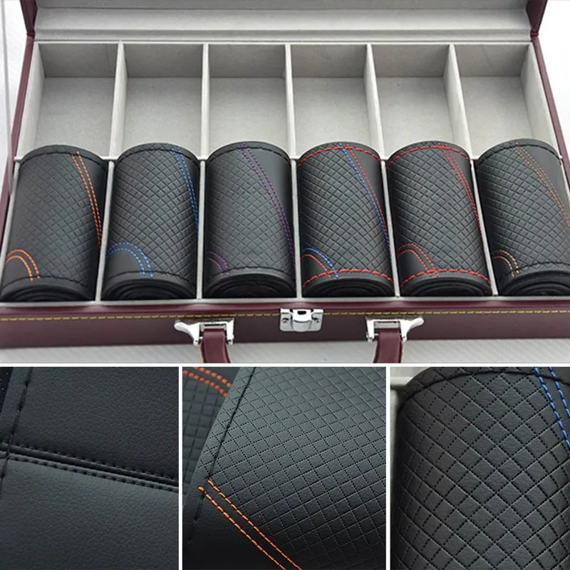 PU Leather Car Steering Wheel Cover Anti-slip 38cm Car Steering-Wheel Braid Stitch On Wrap Interior Accessories