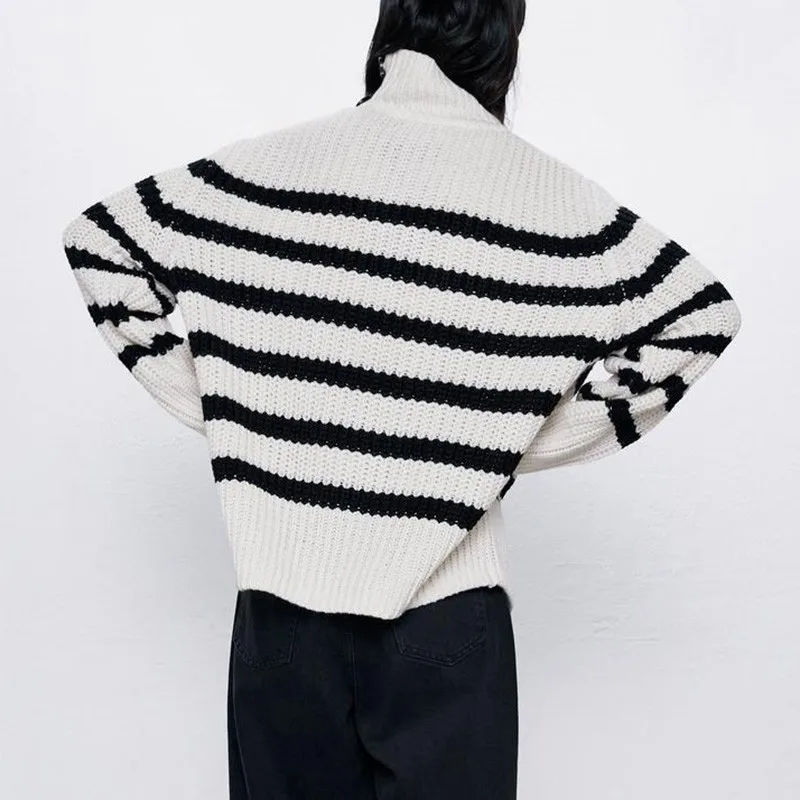 Onoti Molazo, повседневный вязаный свитер, пуловеры для женщин, в полоску, зимние пуговицы, элегантные женские шикарные свитера, пуловеры для женщин,, новинка
