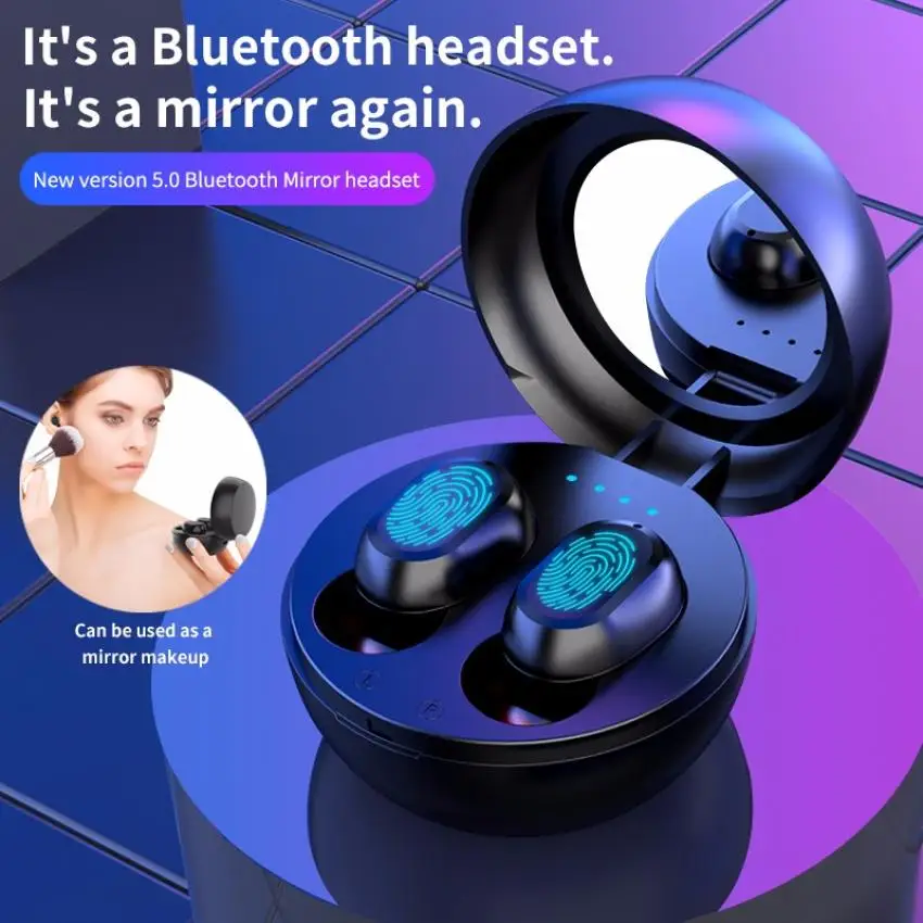 TWS Wireless Bluetooth Earphone Sport Headphones Portable HiFi Stereo Sound Charging Box Mobile Phone Gaming Heads Car Blue 5 0