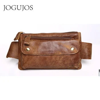 

JOGUJOS Genuine Leather Men Waist Packs Travel Fanny Pack Unisex Belt Bag Men Money Belt Waist Bag Bum Bag For Women Fanny Pack