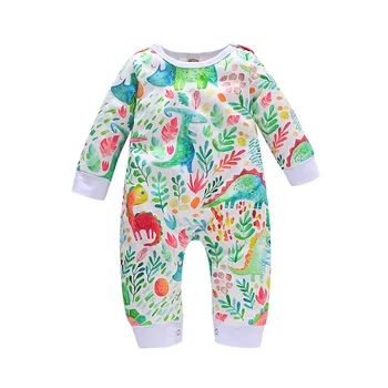 

Baby Romper 2019 Baby Long Sleeve Cute Floral Dinosaur Romper