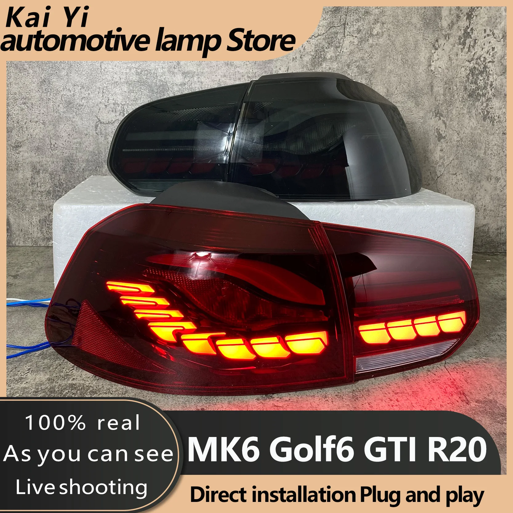 Golf6 Mk6 R20 Fanale Posteriore Per Auto 2008-2013 Golf Water Flow Indicatore Di Direzione Lampeggiante 6 Fanale Posteriore A Squama Di Pesce