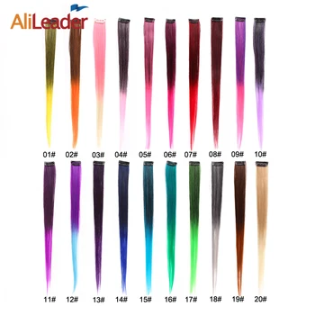 Alileader Clip On Hair Extension 57Color Ombre Straight Hair Extension Clip In Hairpieces High Temperature Faber Hair Pieces 3