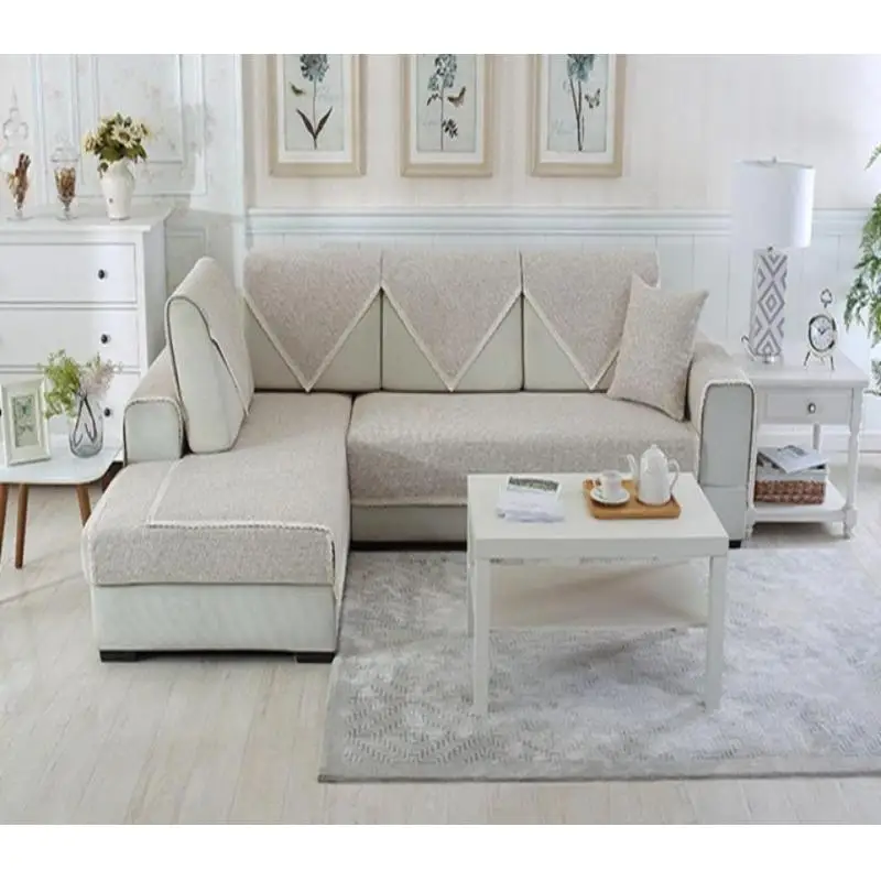 beige Льняные чехлы для диванов для гостиной моющийся диван подушка для кресла чехол современный минималистичный угловой диван полотенце Подушка сиденья Капа де диван - Цвет: beige