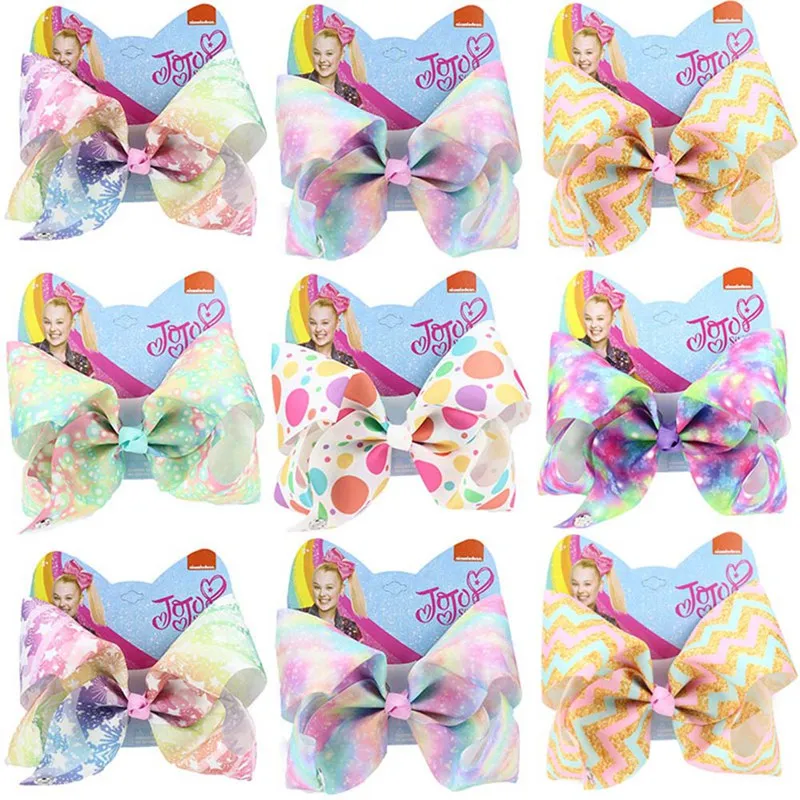 Новинка 8 дюймов JOJO SIWA большой бант для волос Радуга коробка Мода бант-узел шпильки подарок на день Святого Валентина