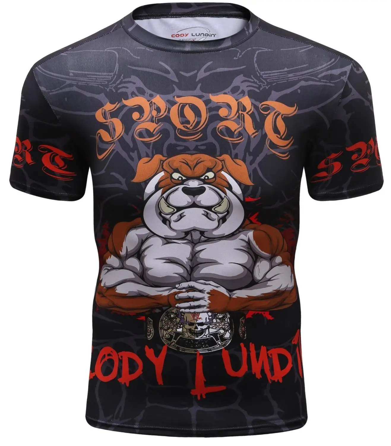 JMDT1258 Men's Compression Animal Pattern Sports Fitness Elastic T-Shirt Quick-Drying Running Fitting T-shirt O neck - Цвет: JMDT1258
