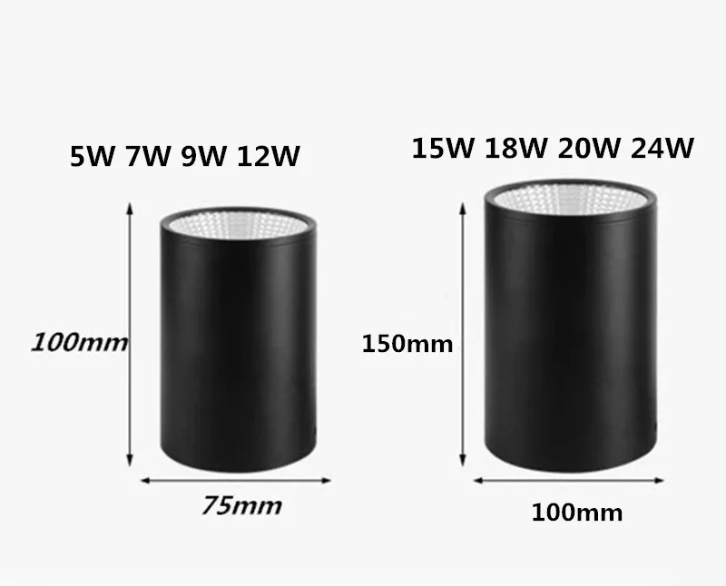 Dimmable Surface Mounted Downlight Ceiling Lamp 5W 7W 9W 15W 18W 20W 24W LED COB Spot Light AC110/220V Ceiling Light