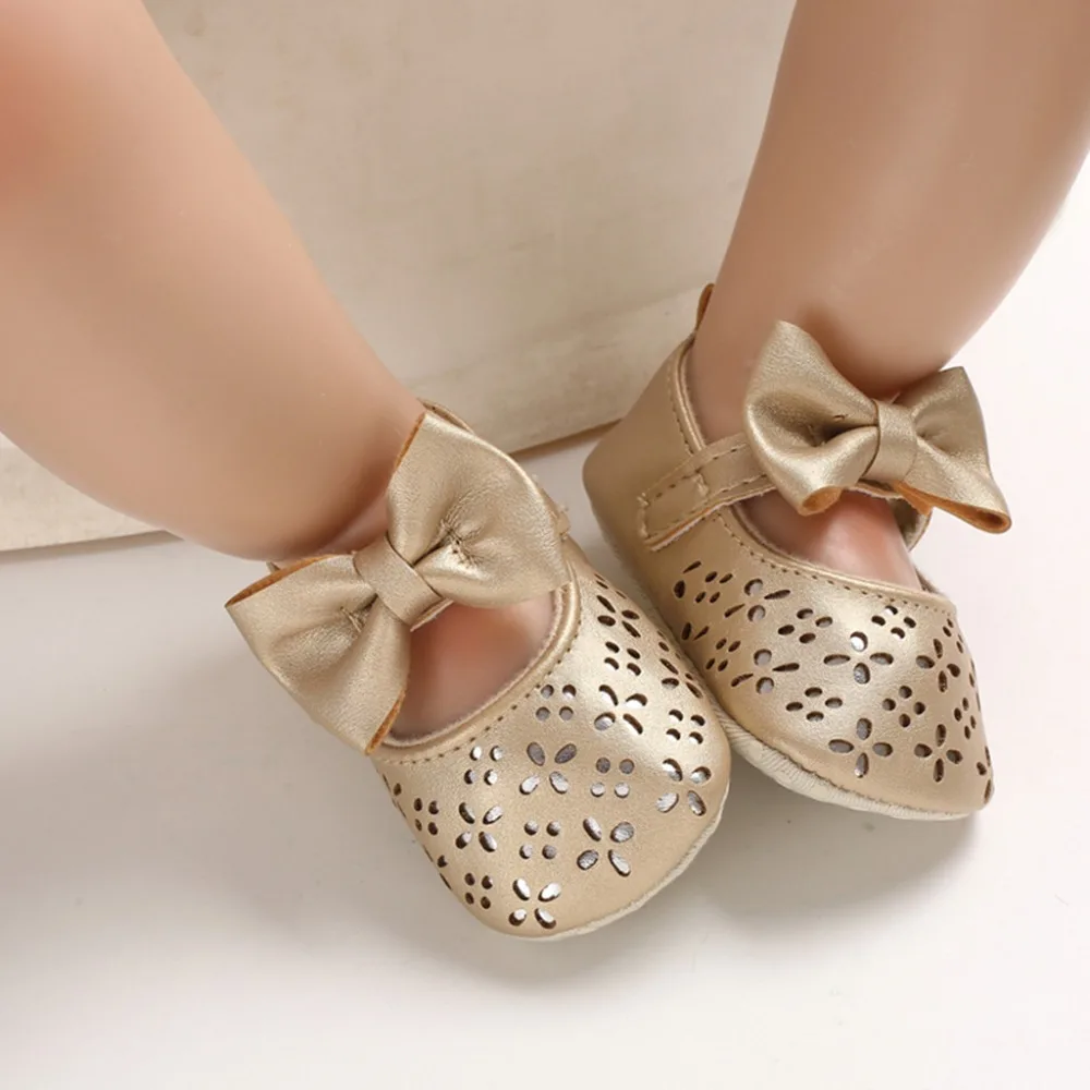 Baby girl bow princess shoes non-slip kids sneakers girls butterfly-knot sport shoes kids comfortable gold sandals girls 35A13 (8)