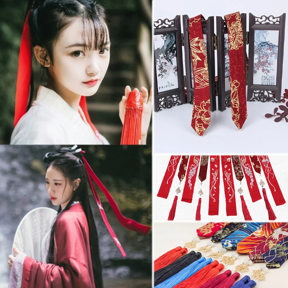 Estilo de pelo banda China, accesorios chinos tradicionales para el cabello Hanfu, banda para el cabello, borla bordada, cinta para el pelo, para el pelo, tocado - AliExpress