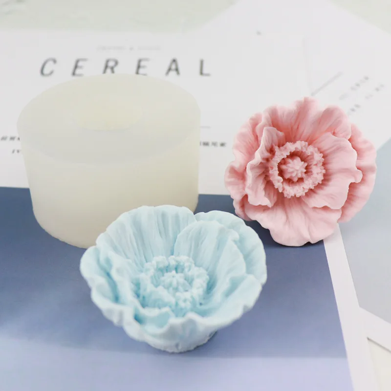 3D Flower Silicone Soap Molds Candle Molds 5.8cm Peonies Clay Mould Cake Decorating Silicone Jello Sugar Chocolate Fondant Mold