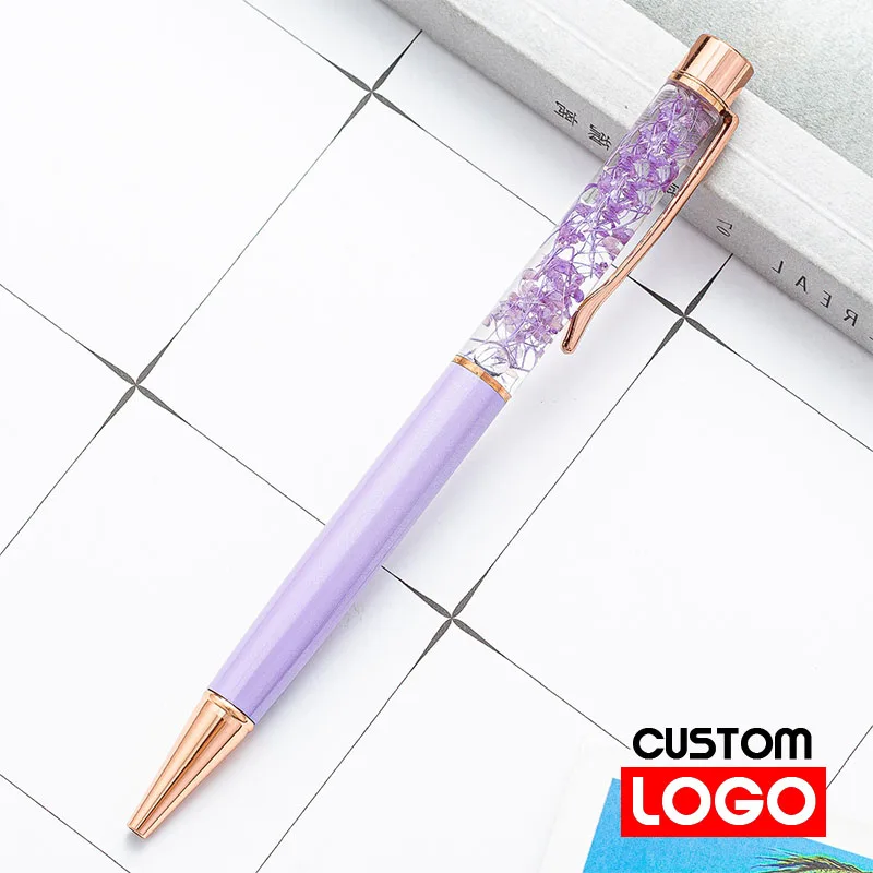 Creative Dried Flower Pen Metal Ballpoint Pen Private Customized Logo Engraved Name Birthday Gift Party Gift Sign Pen custom neon sign in your language led letters family gift private business logo neon light signage party evant usage