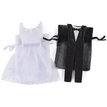 

Organza Drawstring Candy Bag 24X Tuxedo & 24X Dress Bride Groom Wedding Favors Party Gift Bag
