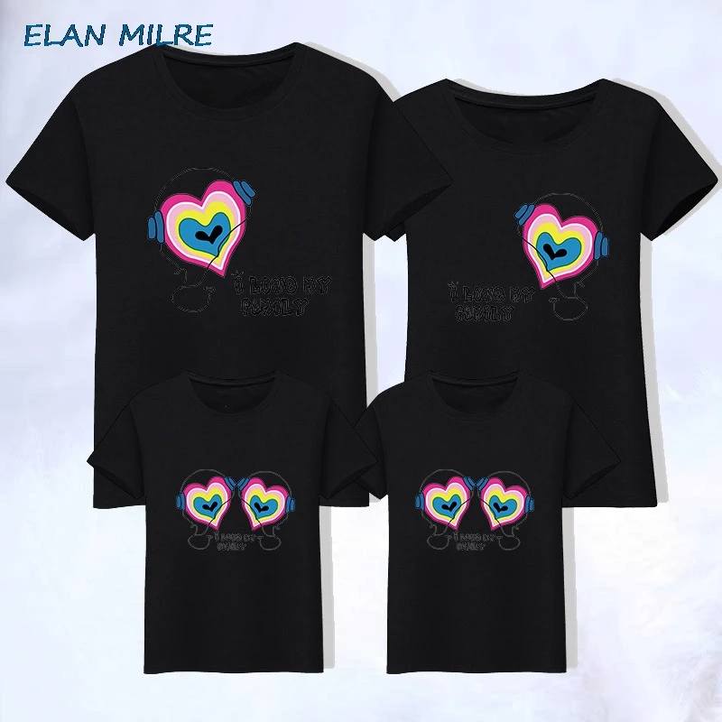 

Summer Family Matching Clothes Headset T Shirts More Colors Mom & Dad & Son & Daughter Cartoon Outfits fathers day baby