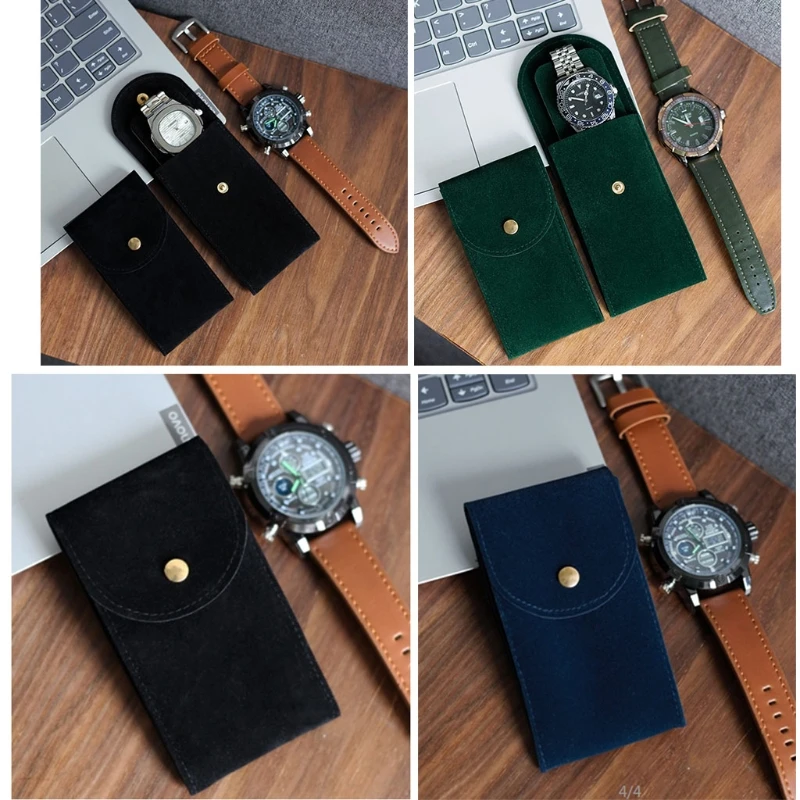 Watch Pouch Flannelette Fabric Watch Bag Durable Travel Pouch Case Buckle Design Not Easy to Fall Off Protect Your watch storage box watch storage bag watch storage pouch