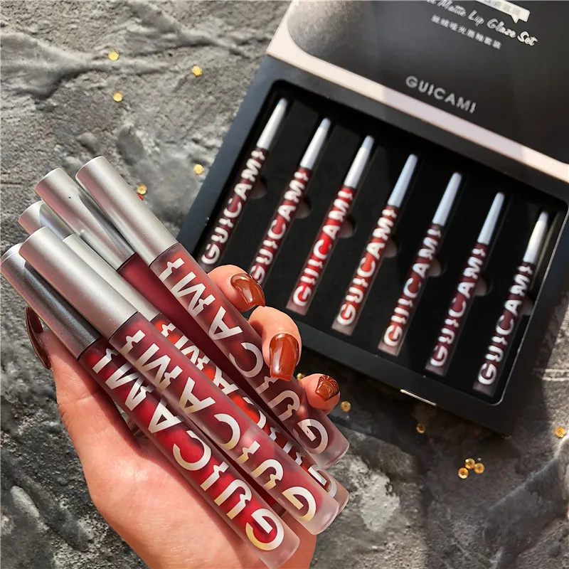 

High-grade velvet matte matte lip glaze set female student model affordable lip gloss set box niche brand lipstick